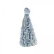 Pompón imitación de seda 95 mm Dorado/AZul Pastel x1