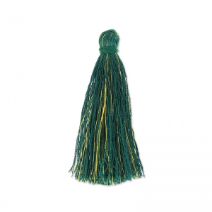 Pompón imitación de seda 95 mm Dorado/Verde x1