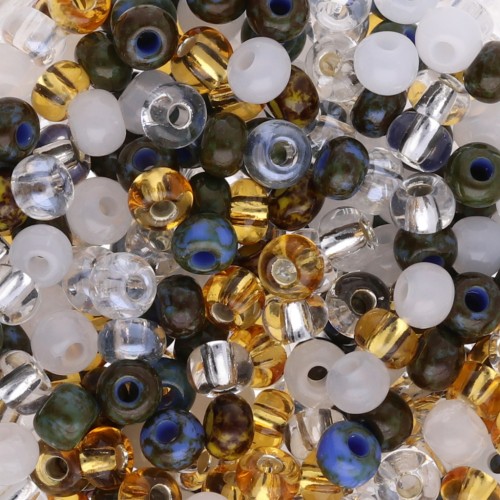 Preciosa Cuentas de rocalla 6/0 4 mm - Mix White - Topaz - Picasso x20g