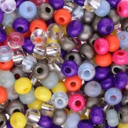 Cuentas de Rocalla Preciosa 6/0, 4 mm - Surtido: morado, gris y amarillo, 20 g