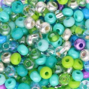 Cuentas de Rocalla Preciosa 6/0, 4 mm - Surtido: verde, turquesa y morado, 20 g