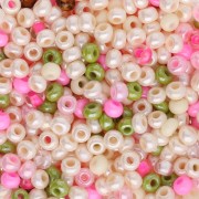 Cuentas de Rocalla Preciosa 8/0 3 mm - Mezcla de colores: crema, verde y rosa x 20 g