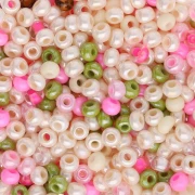 Cuentas de Rocalla Preciosa 8/0 3 mm - Mezcla de colores: crema, verde y rosa x 20 g