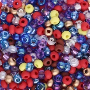 Cuentas de Rocalla Preciosa 8/0, 3 mm - Mezcla de azul, rojo y violeta, 20 g