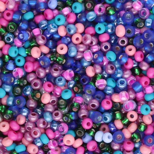 Preciosa Cuentas de rocalla 11/0 2 mm - Mix Violeta - Rosa - Azul x20g