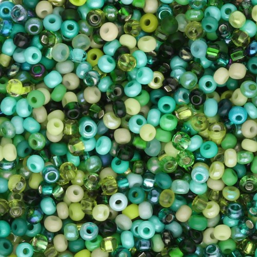 Cuentas de Rocalla Preciosa 11/0 2 mm - Mezcla verde x 20 g
