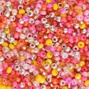 Cuentas de Rocalla Preciosa 11/0 de 2 mm - Mezcla de naranja, rosa y Plateado x 20 g
