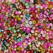 Cuentas de Rocalla Preciosa 11/0 2 mm - Mezcla multicolor - Dorado x20 g