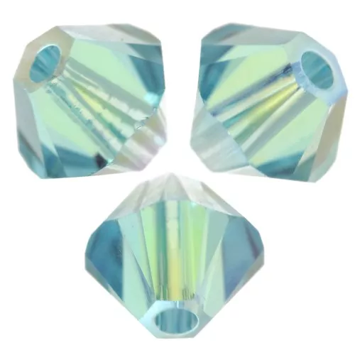 PureCrystal 5328 Peonzas de cristal de 4 mm - Turquesa claro Resplandor 2X x50