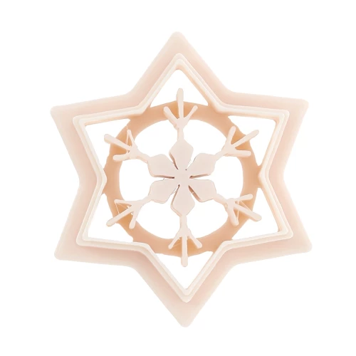 Cortapastas estrella copo de nieve 30x27 mm en polímero biodegradable - Beige x1