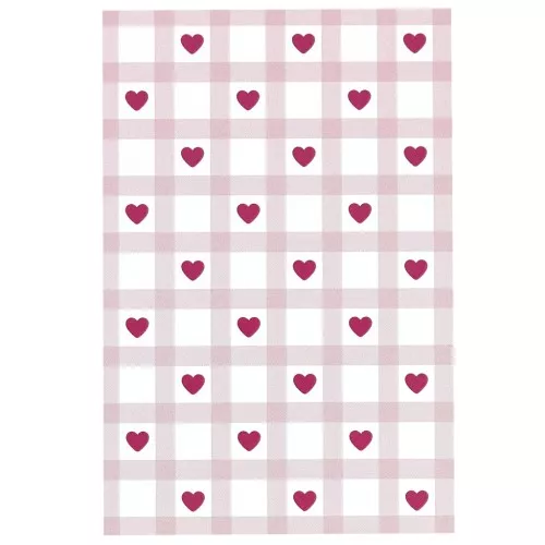 Tarjetas joya 9x6 cm - Motivo guinga y corazoncitos - Rosa Viejo - Blanco x20