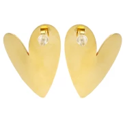 Pendientes corazón 37x29 mm Resina epoxi - Acero inoxidable 304 Dorado - Rojo anaranjado x2