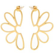 Pendientes Flor Hueca 41x24 mm - Acero inoxidable 316L dorado x2