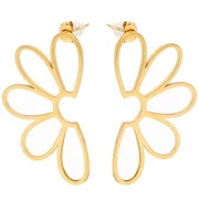 Pendientes Flor Hueca 41x24 mm - Acero inoxidable 316L dorado x2