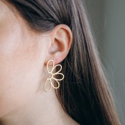 Pendientes Flor Hueca 41x24 mm - Acero inoxidable 316L dorado x2