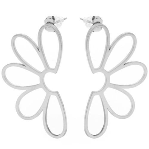 Ganchos pendientes flor hueca 41x24 mm - acero inoxidable 304 x2