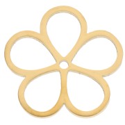 Colgantes flor hueca 16 mm - Acero inoxidable 316L dorado x2