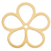 Colgantes flor hueca 16 mm - Acero inoxidable 316L dorado x2