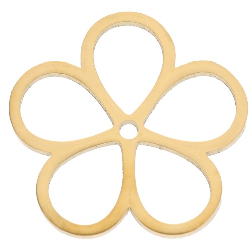 Colgantes flor hueca 16 mm - Acero inoxidable 316L dorado x2