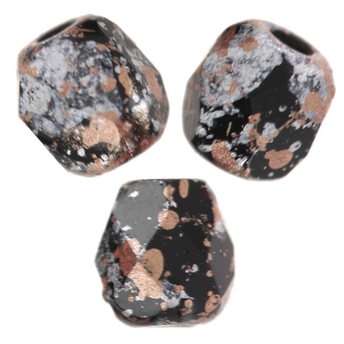 Facetadas 3 mm Jet Tweedy Light Copper x50