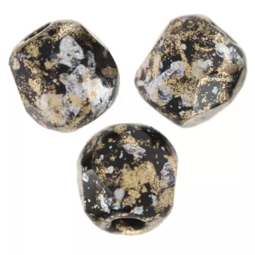 Facetadas 3 mm Jet Tweedy Gold x50
