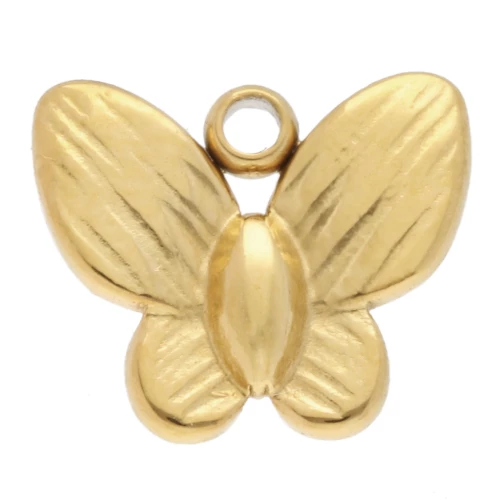 Dije mini mariposa 8x9 mm - Acero inoxidable 304 Dorado x1