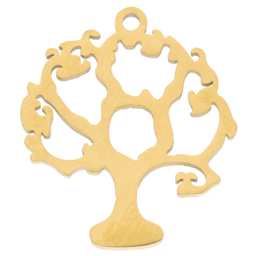 Dije Árbol de la vida 18x16 mm - Acero inoxidable 304 Dorado x1