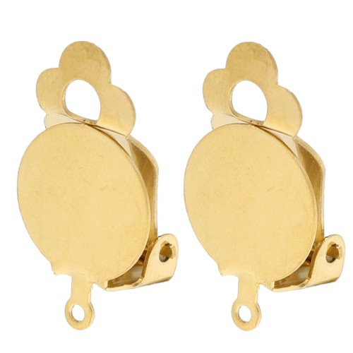 Clips d'oreilles plateau 12 mm oreilles non percées - Acero inoxidable 304 Dorado x2