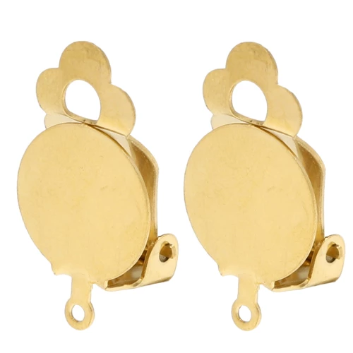 Clips d'oreilles plateau 12 mm oreilles non percées - Acero inoxidable 304 Dorado x2