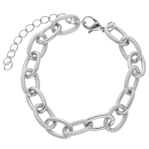 Pulsera Forçat de malla texturada alternada de 8,7 mm - Acero inoxidable 304 x17cm
