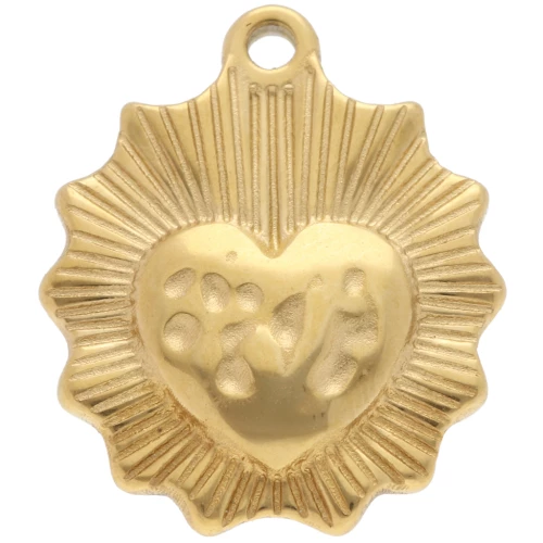 Dije corazón Ex-voto martillado 18x15 mm - Acero inoxidable 304 Dorado x1
