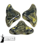 Cuentas de cristal Helios® de Puca® 6x10mm - Negro Beige Pedregoso Amarillo x10g|raw }}