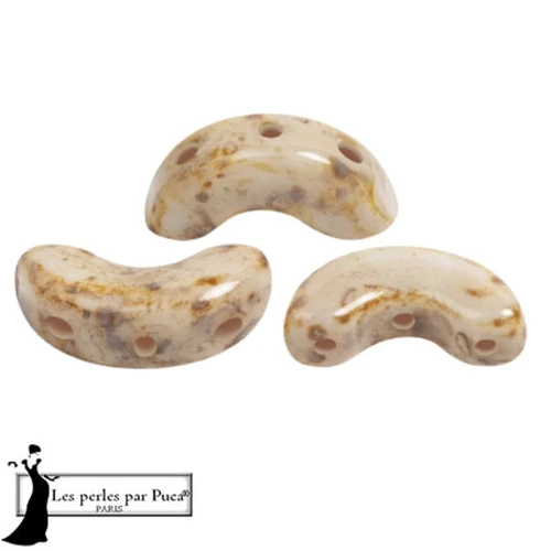 Cuentas de cristal Arcos® de Puca® 5x10 mm - Blanco Beige piedra x10g