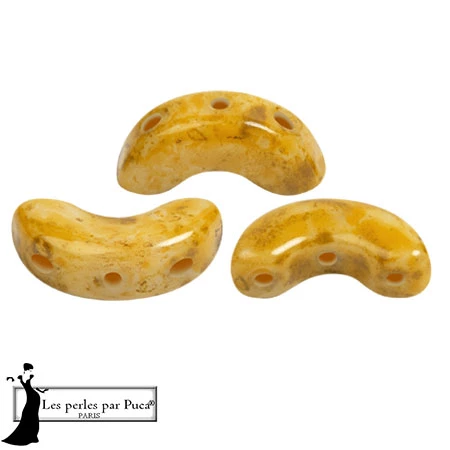 Cuentas de cristal Arcos® de Puca® 5x10 mm - Blanco Naranja Pedregoso x10g