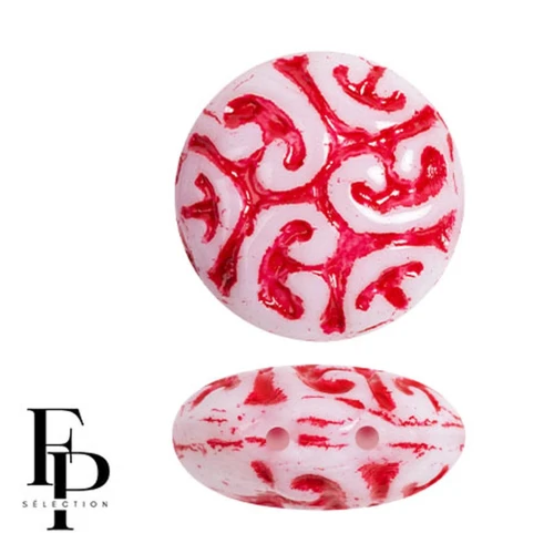 Cuentas vintage redondas 14 mm 2 agujeros - Aurora Rojo x6