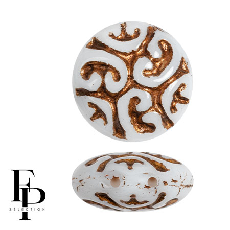 Cuenta vintage redonda 14 mm 2 agujeros - Marrón x6