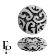 Opaque White - Vintage 14 mm 2 agujero redondo cuentas - Jet x6 Vintage 14 mm 2 agujero redondo cuentas - Jet x6