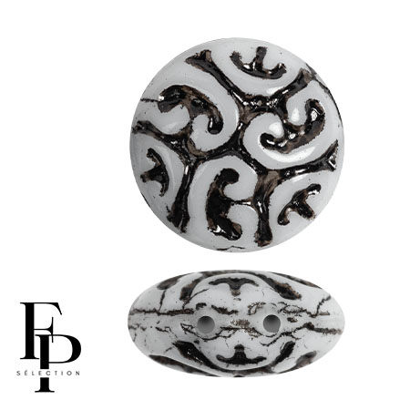 Vintage 14 mm 2 agujero redondo cuentas - Jet x6