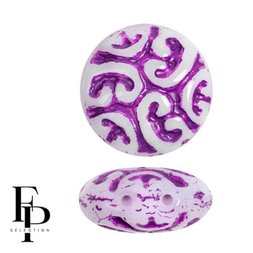 Cuentas vintage redondas 14 mm 2 agujeros - Violeta x6