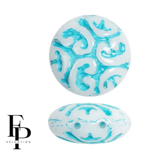 Cuentas vintage redondas 14 mm 2 agujeros - Turquesa x6