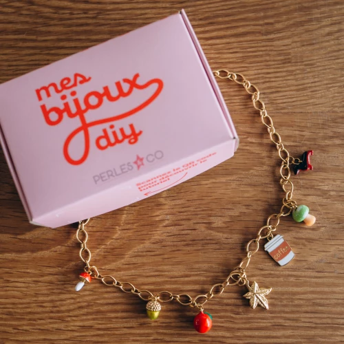My DIY Jewellery - Kit de joyería Collar Autumn Charms de acero inoxidable Dorado