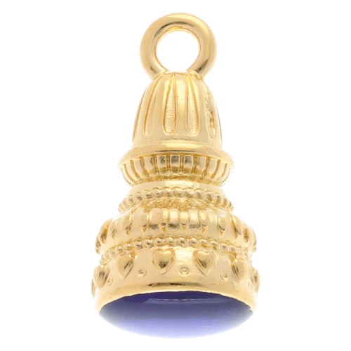 Colgante étnico 28x13 mm con resina epoxi - Dorado con oro fino - Azul x1