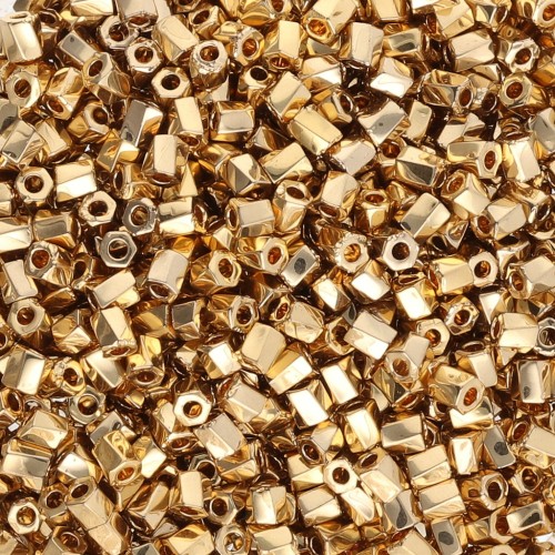 Bugles Twist Miyuki 10/0 Hex Cut 193 - 24KT Light Gold Plated x5g