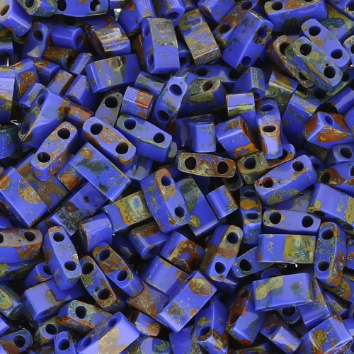 Cuentas Miyuki Half Tila 5 x 2,3 x 1,9 mm HTL-4518 - Cobalto opaco Picasso x 100 g