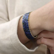 Miyuki Half Tila Beads 5x2.3x1.9 mm HTL-4518 - Paquete de 100g Cobalt Picasso Opaco