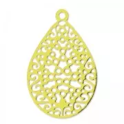 Dije laser cut gotas 24x16 mm dorado x2