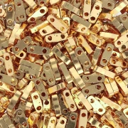 Cuentas Miyuki Cuarto de Tila 5x1.2x1.9 mm QTL-191 - 24kt Gold Plated paquete de 50g