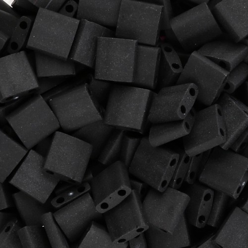 Miyuki Tila Beads 5x5x1.9 mm TL-0401F - Negro Mate Paquete de 100g