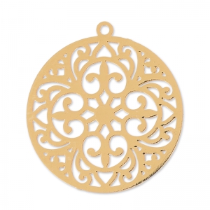 Dije laser cut rondes 22 mm dorado rosa x2