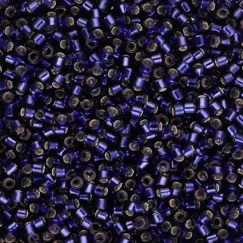 Miyuki Delica 11/0 DB0609 - Morado oscuro teñido con ribete plateado x 100 g